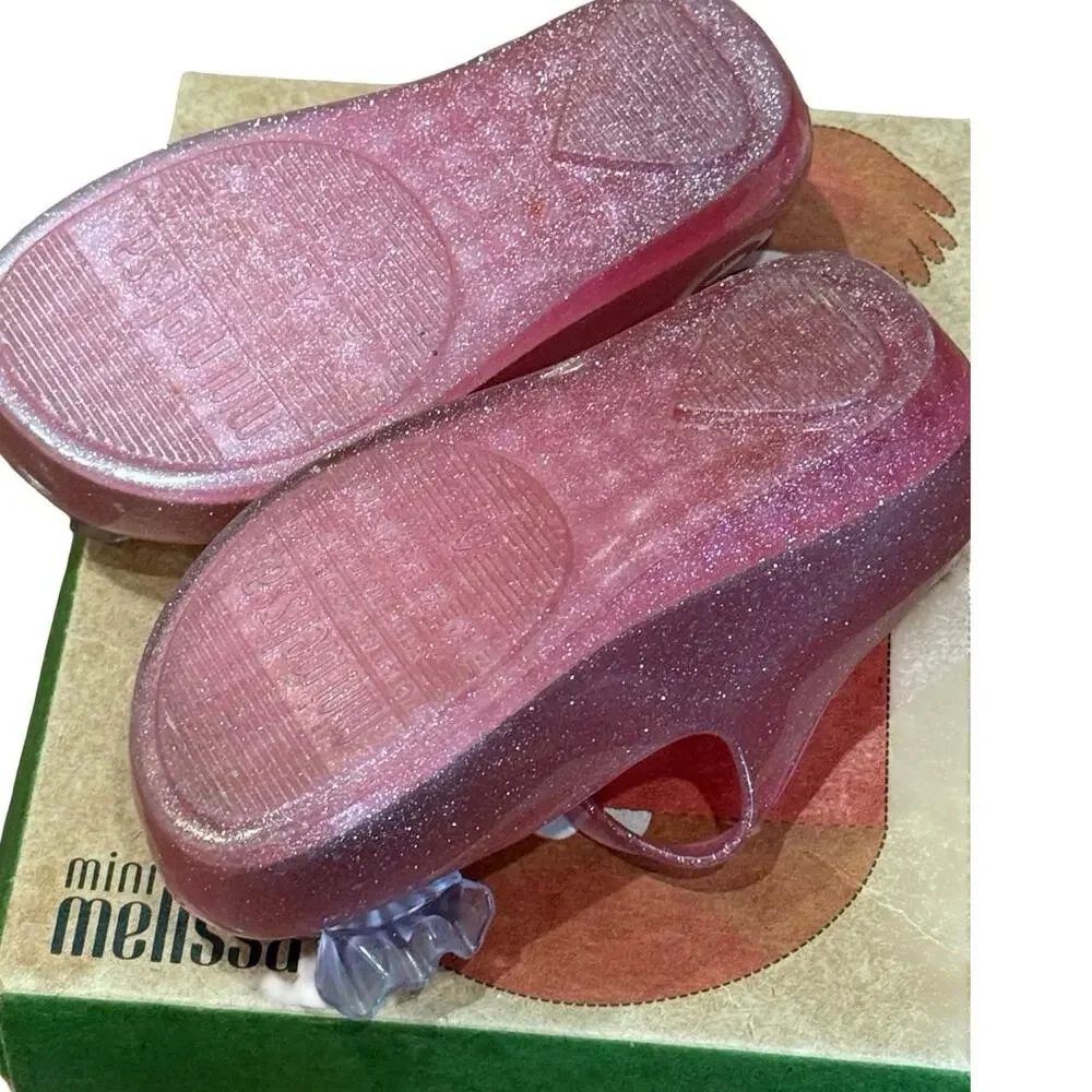 Mini Melissa Ultragirl Trick Pink Glitter Mary Jane Shoes Sz 7C Like New in Box
